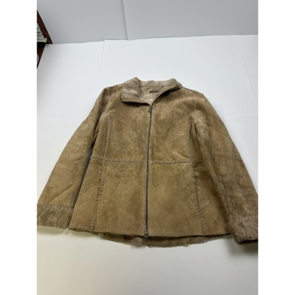 VTG Guess Suede Leather Jacket‎ Faux Fleece Lining Womens Size Medium